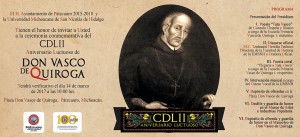 Invitación CDLII Aniversario Luctuoso Don Vasco de Quiroga bnnR